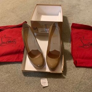 Louboutin authentic nude color wedges